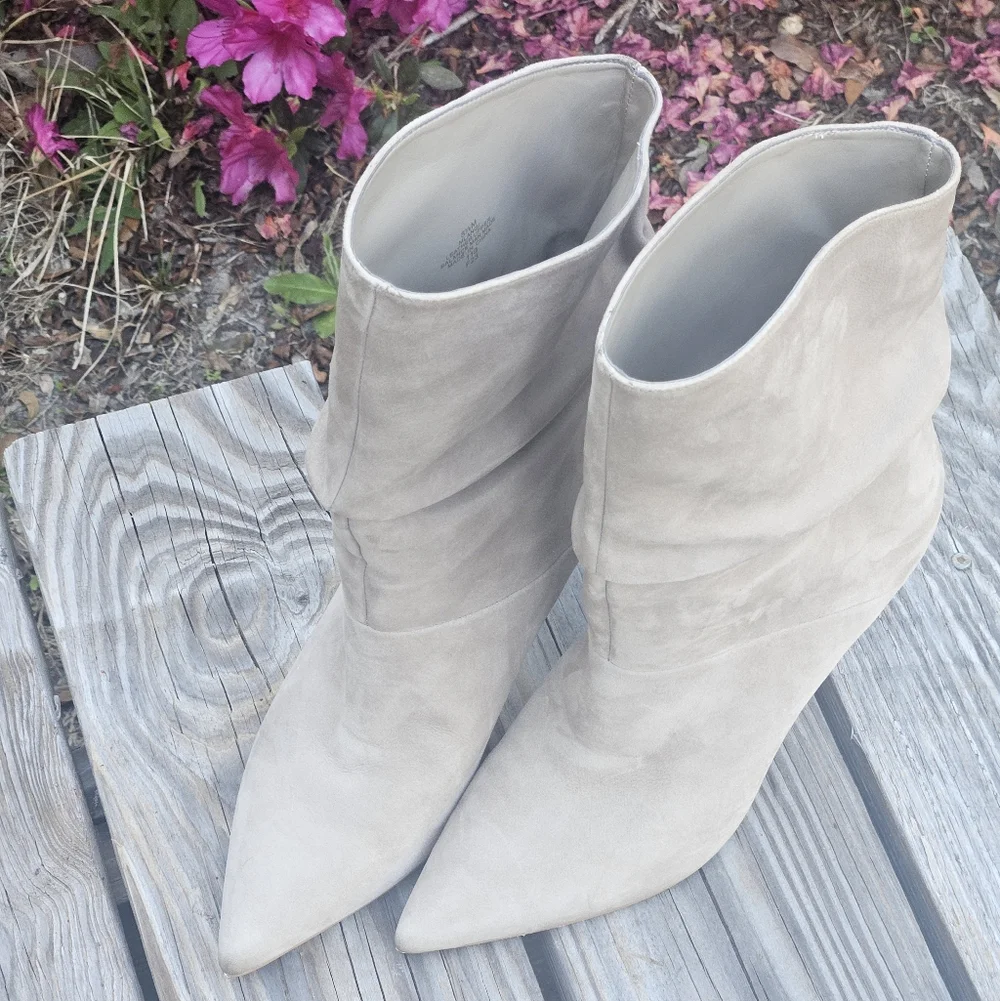 Marc Fisher Angi Slouch Pointed Toe Bootie-Taupe - Picture 4 of 9